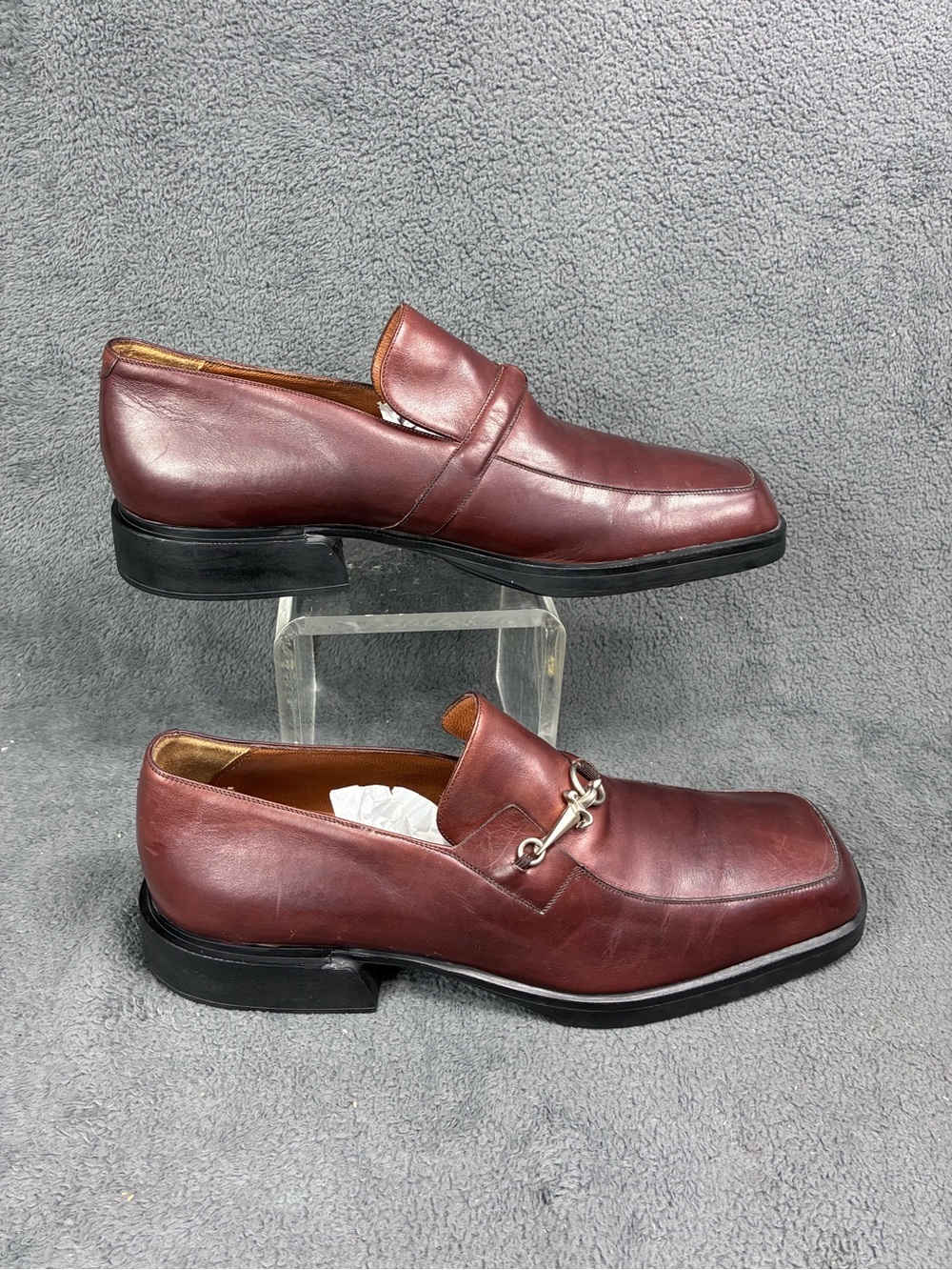 CESARE PACIOTTI Men's Brown Leather Horsebit Loafer  Square Toe. Size 10